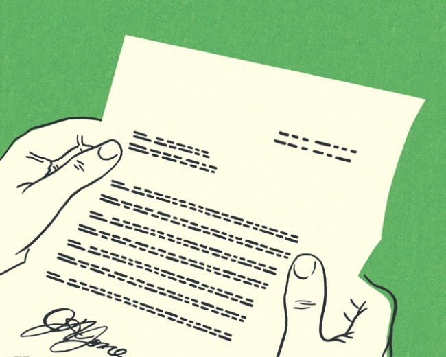 Hands holding a formal letter of recommendation with stylized blurred text.