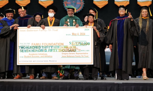FAMU admin hold large donor check